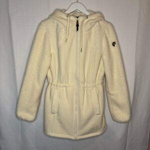 1 Madison Expedition Women's Cream Cinch Waist Hooded Jacket Size Small